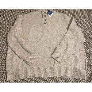 NWT Lands End Lake Port Zip Mock Wool Blend Sweater Mens XXL